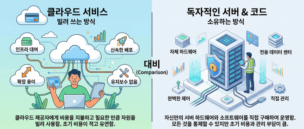 임대형(SaaS) 웹사이트와 독립형(On-Premise) 웹사이트의 구조적 차이
